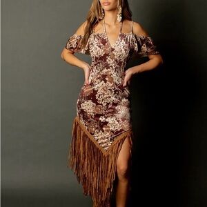 KLARA FRINGE DRESS IN BURGUNDY FLORAL